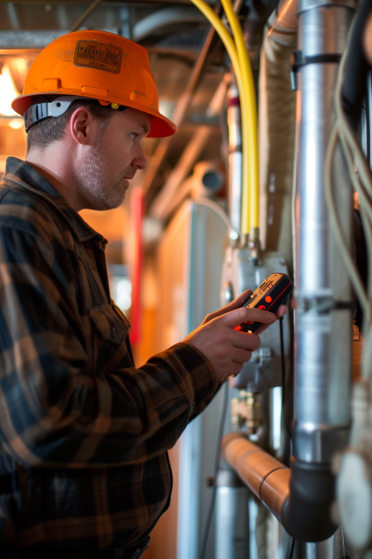 Technicien effectuant un audit énergétique