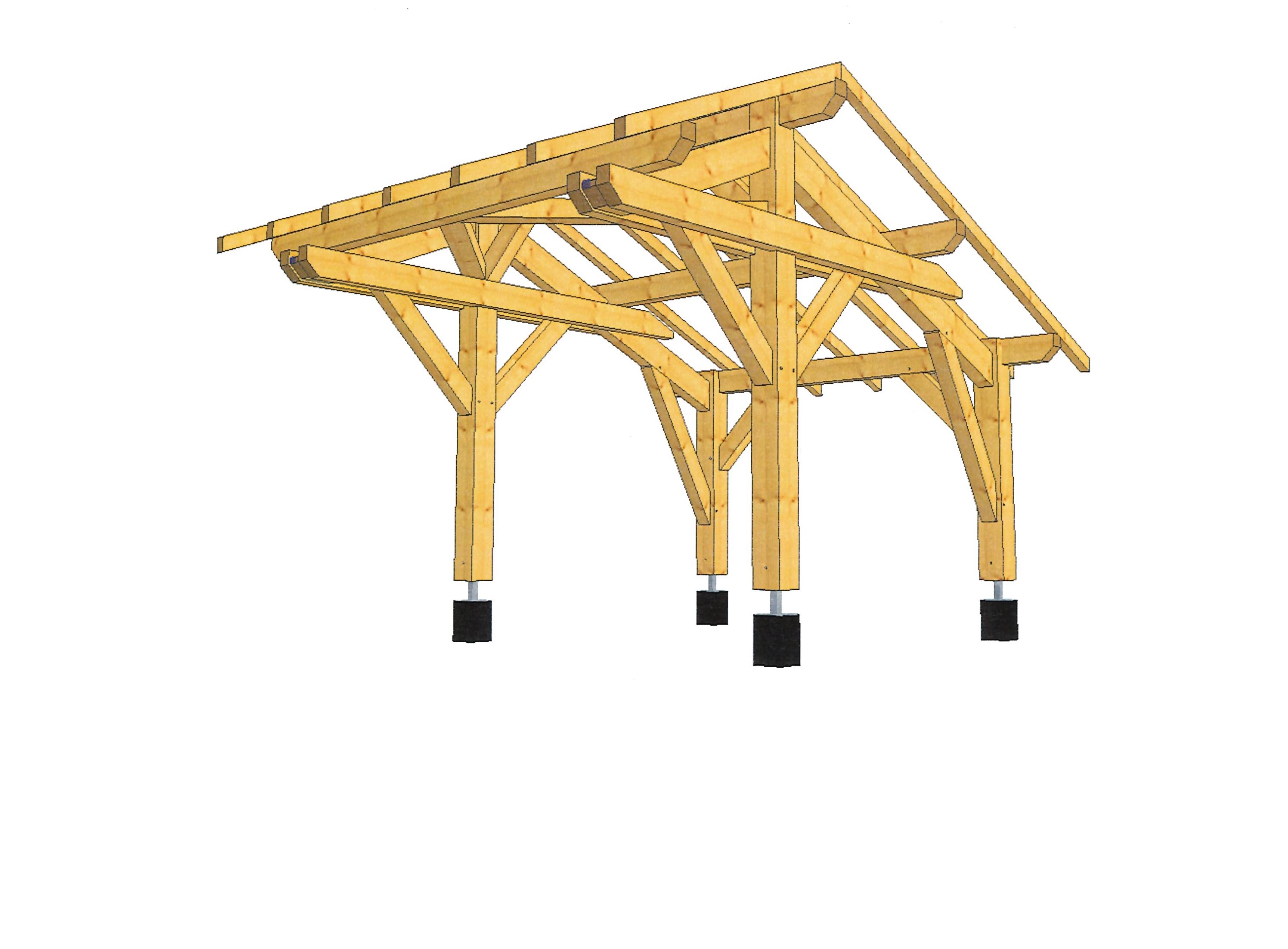 Modélisation 3D du carport 1 place de MAURIS BOIS